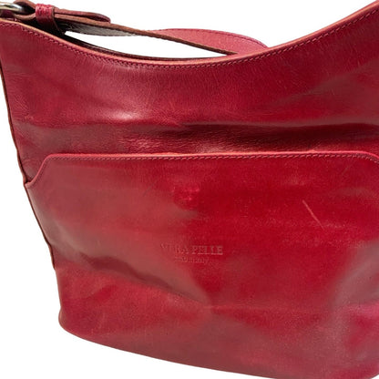 Vintage 'Vera Pelle' Red Leather Handbag