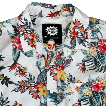 Vintage 90s DC Comics Batman Classic TV Series Hawaiian Floral White Short Sleeved Shirt M