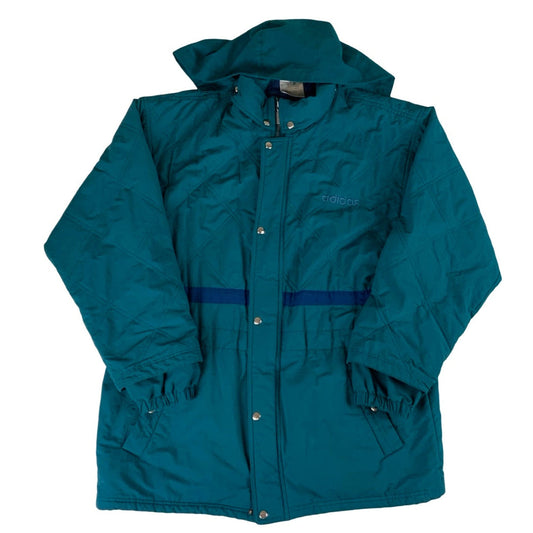Vintage 90s Adidas Green Hooded Long Parka L XL