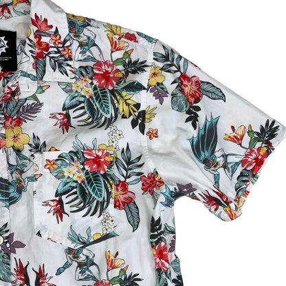 Vintage 90s DC Comics Batman Classic TV Series Hawaiian Floral White Short Sleeved Shirt M