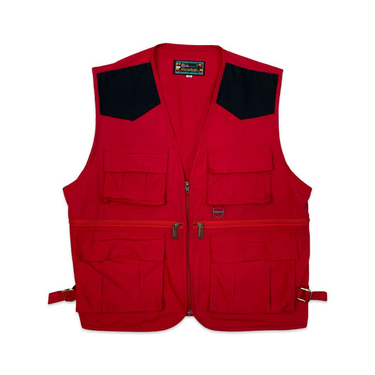Red Utility Fisherman Cargo Gilet Vest S M