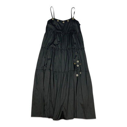 Preloved Black Tiered Pleated Maxi Dress 10 12