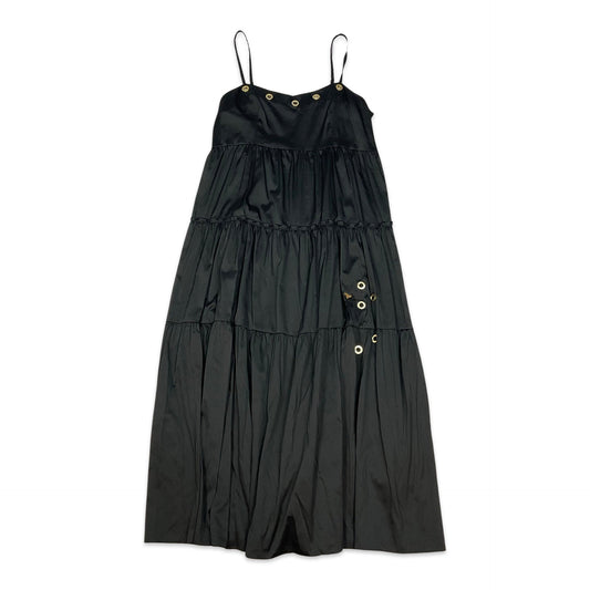 Preloved Black Tiered Pleated Maxi Dress 10 12