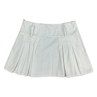 Vintage 90s White Pleated Mini Skirt 12 14