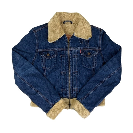Vintage 80s Levi's 'for girls' Sherpa Zip-Up Denim Jacket 12 S M