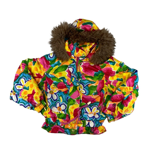 Vintage 80s 90s ‘Ellesse GoldWin’ Yellow Blue Green Red Floral Vibrant Crop Ski