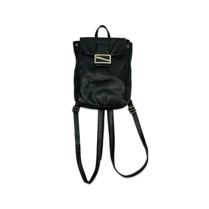 90s Black Leather Back Pack