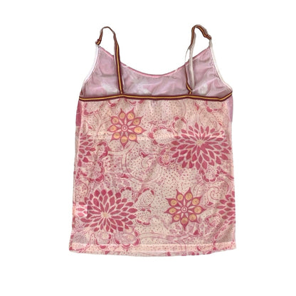 Vintage 90s Y2k ‘Rip Curl’ Pink Spaghetti Cami Mesh Crop Tank Top 4 6