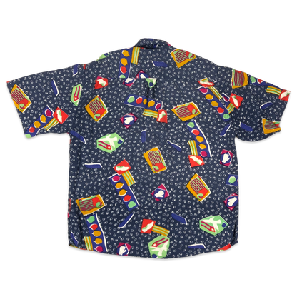 Vintage 80s Crazy Abstract Print Shirt XL