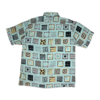 Vintage Sheer Baby Blue Print Shirt S M