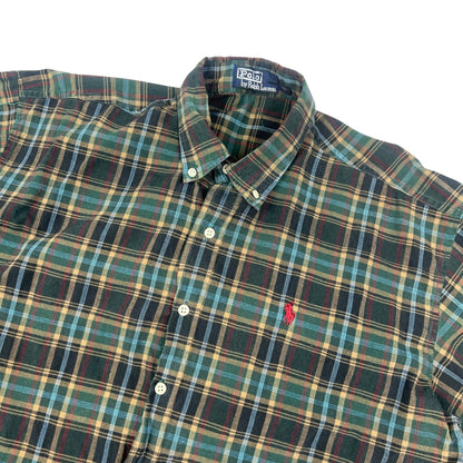 Vintage Ralph Lauren Green & Navy Plaid Shirt M L