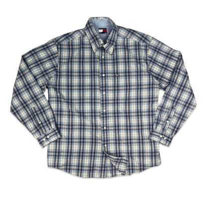 Vintage 90s Tommy Hilfiger Blue Plaid Shirt M L