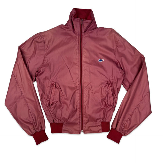 Vintage 60s IZOD Lacoste Red Windbreaker Bomber Jacket S M