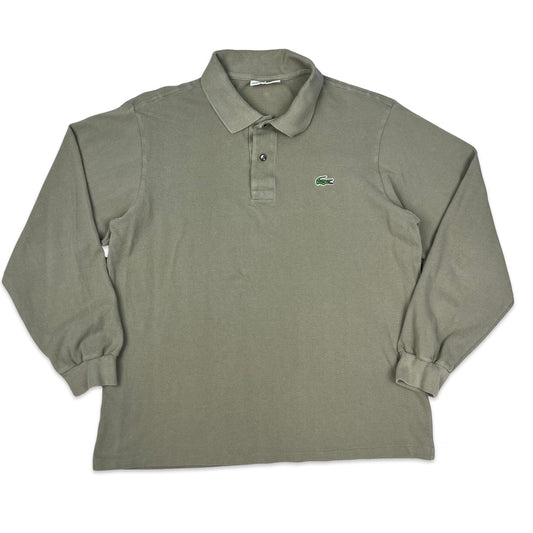 Vintage 80s Chemise Lacoste Taupe Rugby Shirt S M