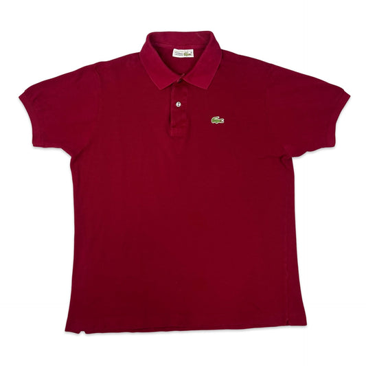 Vintage 80s Chemise Lacoste Burgundy Polo Shirt S M