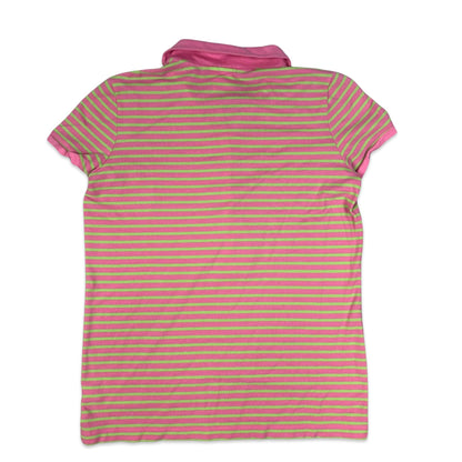 Lacoste Pink & Green Striped Polo Shirt 10 12