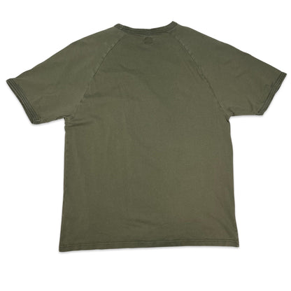 00s Adidas Green & White Ringer Three Stripe Tee S M