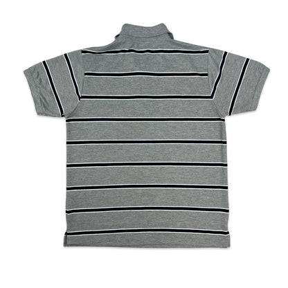 Lacoste Grey & Black Striped Polo Shirt S M