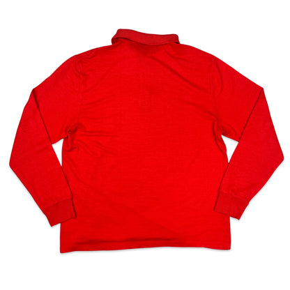 Vintage 80s Chemise Lacoste Red Rugby Shirt S M