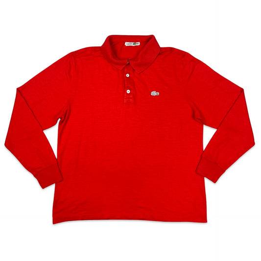 Vintage 80s Chemise Lacoste Red Rugby Shirt S M