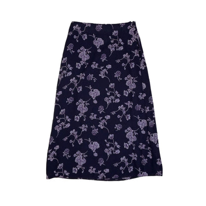 Vintage 90s Y2K ‘Etam’ Purple White Floral Midi Skirt 8 10