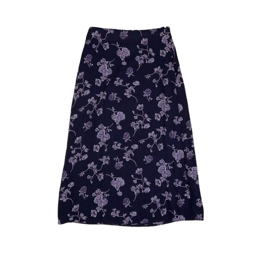 Vintage 90s Y2K ‘Etam’ Purple White Floral Midi Skirt 8 10