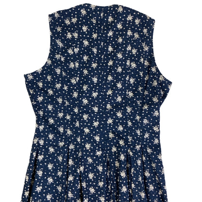 Vintage 90s Y2k ‘H&M Hennes’ Blue White Floral Sleeveless Summer Maxi Dress 12 14 16