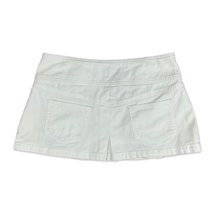 Vintage Y2K White Denim Pleated Mini Skirt 10 12