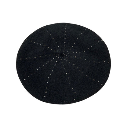 Vintage Beret Black Beaded