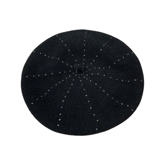 Vintage Beret Black Beaded