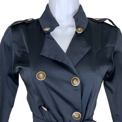 Vintage 90s Navy Blue Military Style Mini Day Dress XS 6