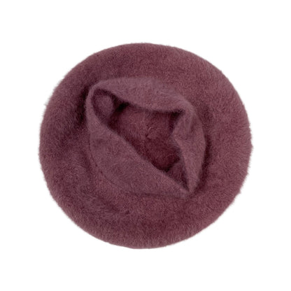 Vintage 80s Mauve Fluffy Angora Beret