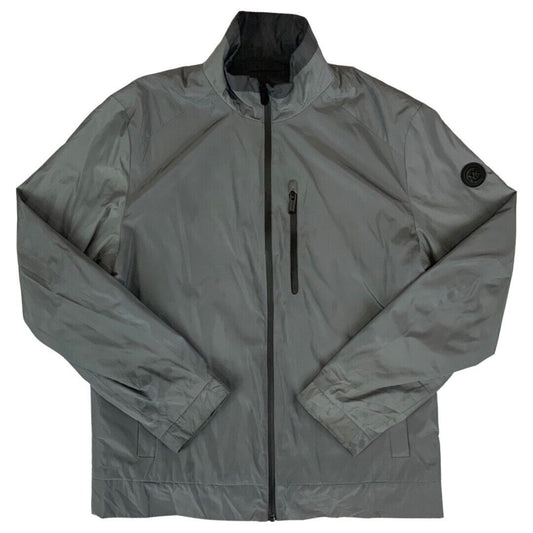 00's Shiny Silver Michael Kors Zip-Up Packable Windbreaker Jacket Large