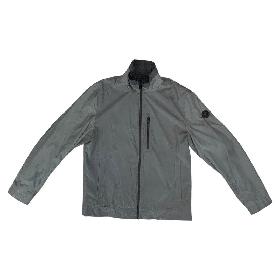 00's Shiny Silver Michael Kors Zip-Up Packable Windbreaker Jacket Large