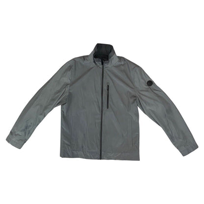 00's Shiny Silver Michael Kors Zip-Up Packable Windbreaker Jacket Large
