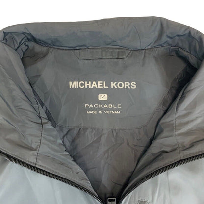 00's Shiny Silver Michael Kors Zip-Up Packable Windbreaker Jacket Large