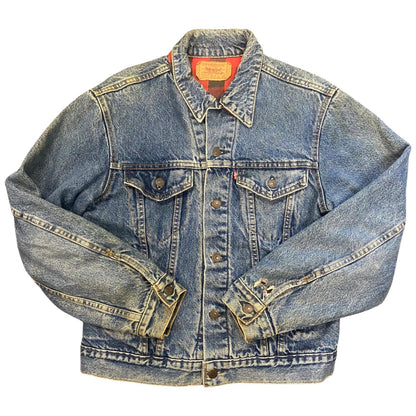VTG 80s USA MADE LEVIS 70411 FLANNEL LINED DENIM TYPE 3 TRUCKER DENIM JACKET 36S