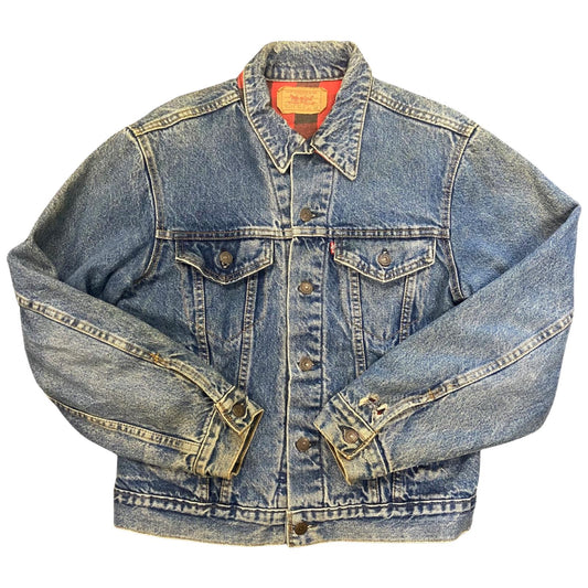VTG 80s USA MADE LEVIS 70411 FLANNEL LINED DENIM TYPE 3 TRUCKER DENIM JACKET 36S