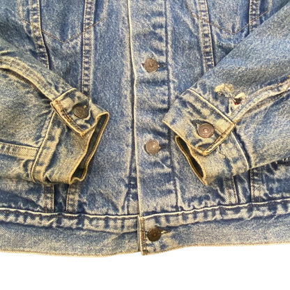 VTG 80s USA MADE LEVIS 70411 FLANNEL LINED DENIM TYPE 3 TRUCKER DENIM JACKET 36S