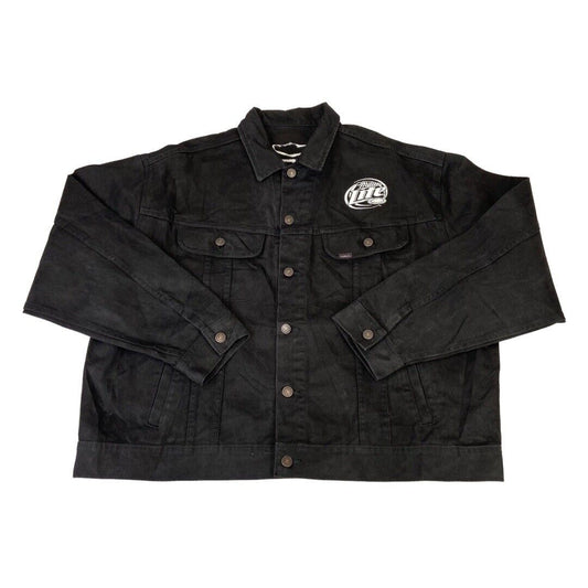 VTG 100 YEAR 2003 BLACK LEE HARLEY DAVIDSON MILLER LITE BEER DENIM JACKET XXL 50