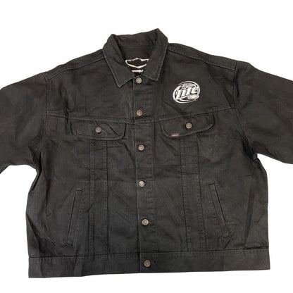 VTG 100 YEAR 2003 BLACK LEE HARLEY DAVIDSON MILLER LITE BEER DENIM JACKET XXL 50