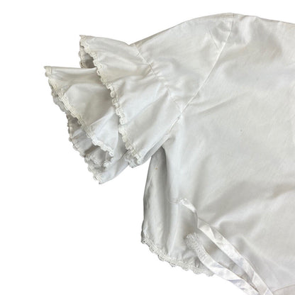 Vintage 90s00s White Cropped Cotton Cross Wrap Tie Up Blouse Top  M 12/14