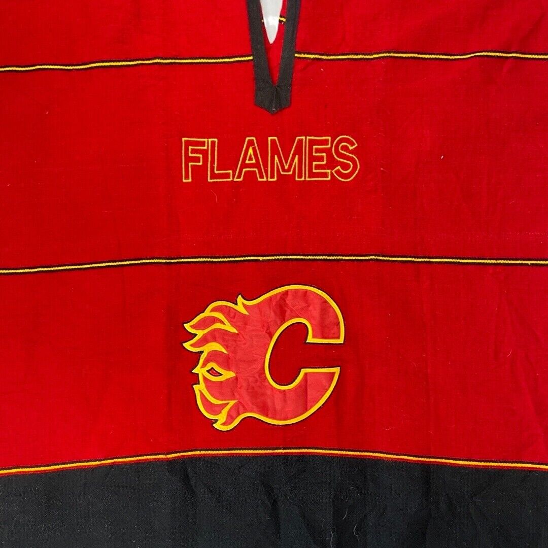 Vintage 00's Red & Black Calgary Flames NHL Pullover Embroidered Poncho OSFA