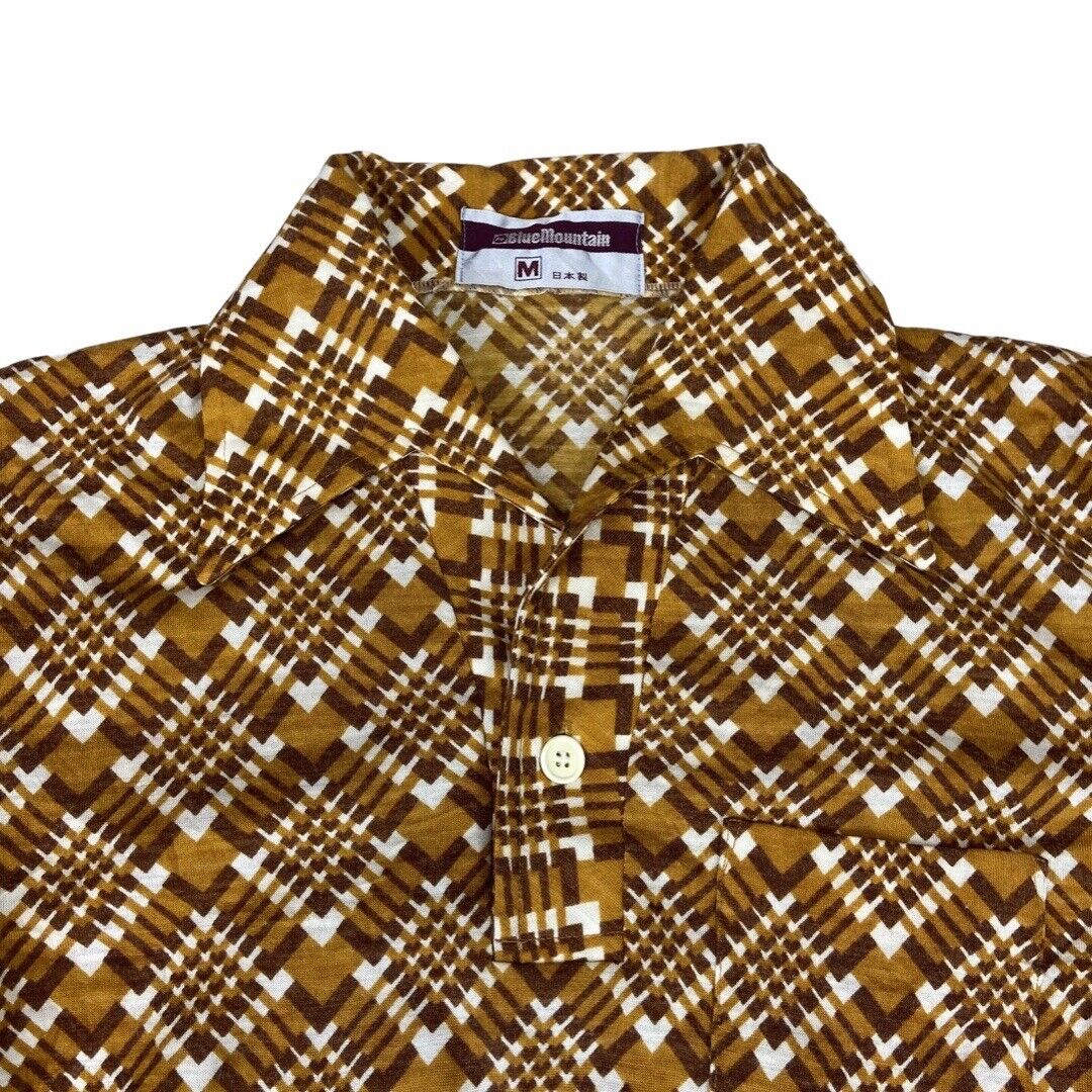 VTG 70s 1/2 BUTTON DISCO SHIRT POLYESTER BIG COLLARS DISCO 34” XS