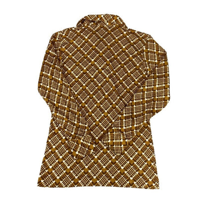 VTG 70s 1/2 BUTTON DISCO SHIRT POLYESTER BIG COLLARS DISCO 34” XS