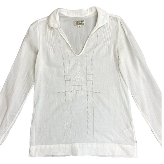 Vintage 90s 00s White Polo Jeans Co Ralph Lauren Long Sleeve Blouse Shirt S 8/10