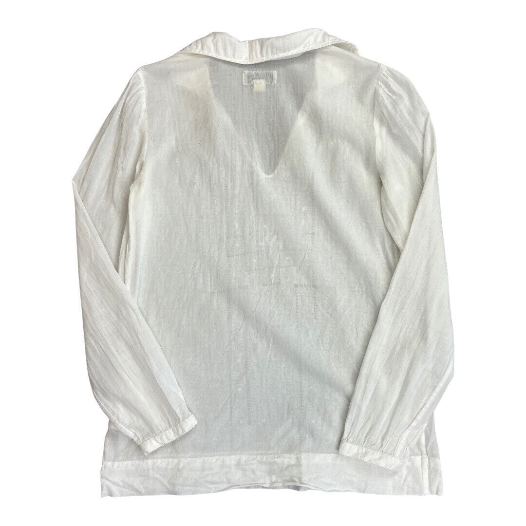 Vintage 90s 00s White Polo Jeans Co Ralph Lauren Long Sleeve Blouse Shirt S 8/10