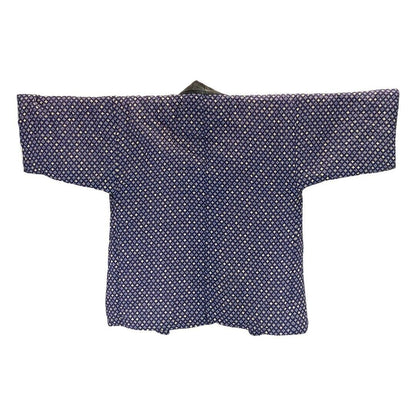 Vintage 80s 90s Navy Blue Geometric Polka Dot Haori Showa Kimono Coat 18 XL