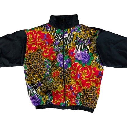 Vintage 80s 90s Black Pentathlon Graphic Patterned Shell Bomber Jacket XL
