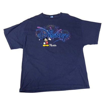 Vintage 90s Navy Disney World Florida Mickey Mouse Graphic T-Shirt XL